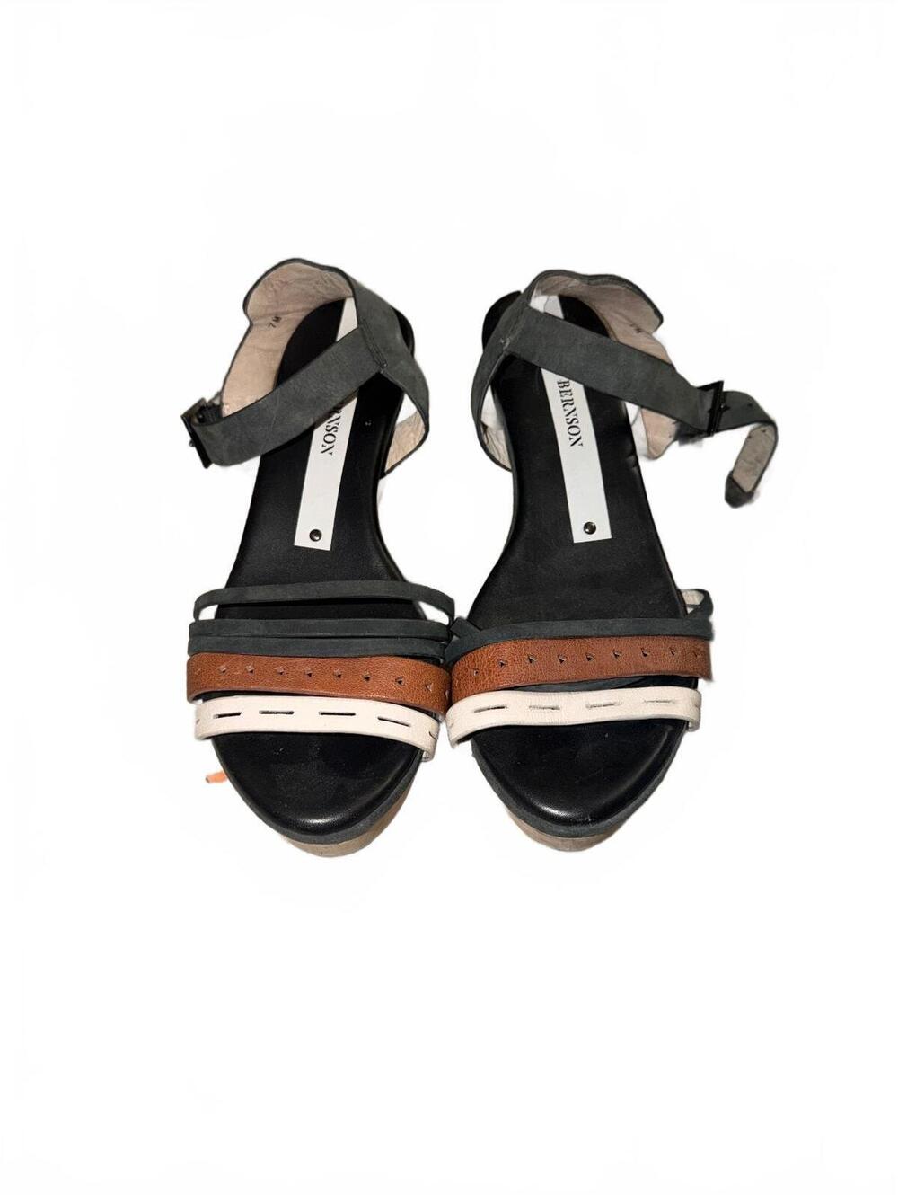 Matt Bernson Platform Wedge  Sz 7 Open Toe Leather Designer